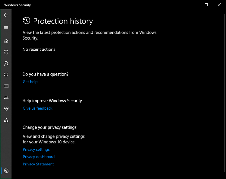 Windows Defender Antivirus taking a long time to install definitions-protection-history-blank-windows-defender-static.png