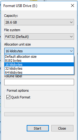Allocation unit size for USB flash drive 32GB - Windows 10 Forums