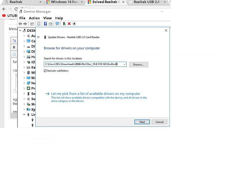 Realtek Card Reader 2.0 will not update. Solved - Windows 10 Forums