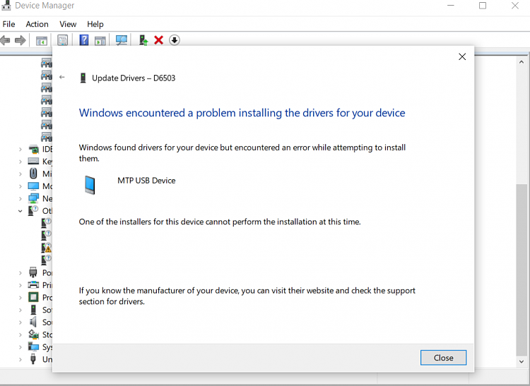 MTP USB Device drivers won't install no matter what i - Windows Forums