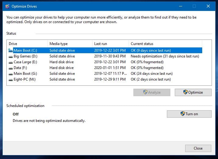 Windows to defragging my SSDs Solved - Windows