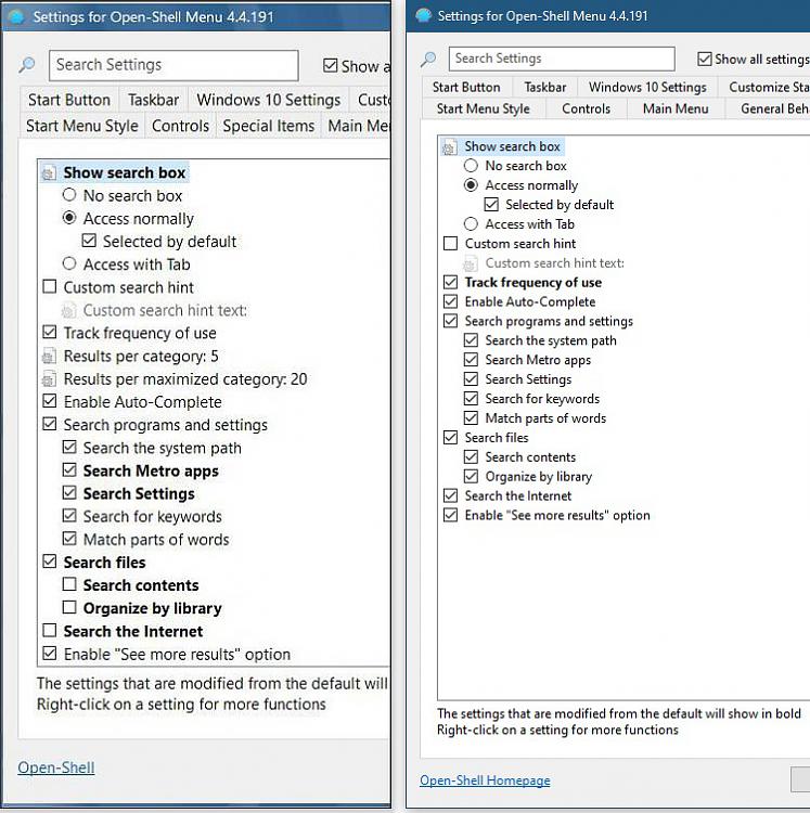 Windows Start menu Search returns only the disk drives and hardware co-open-shell-1-2.jpg