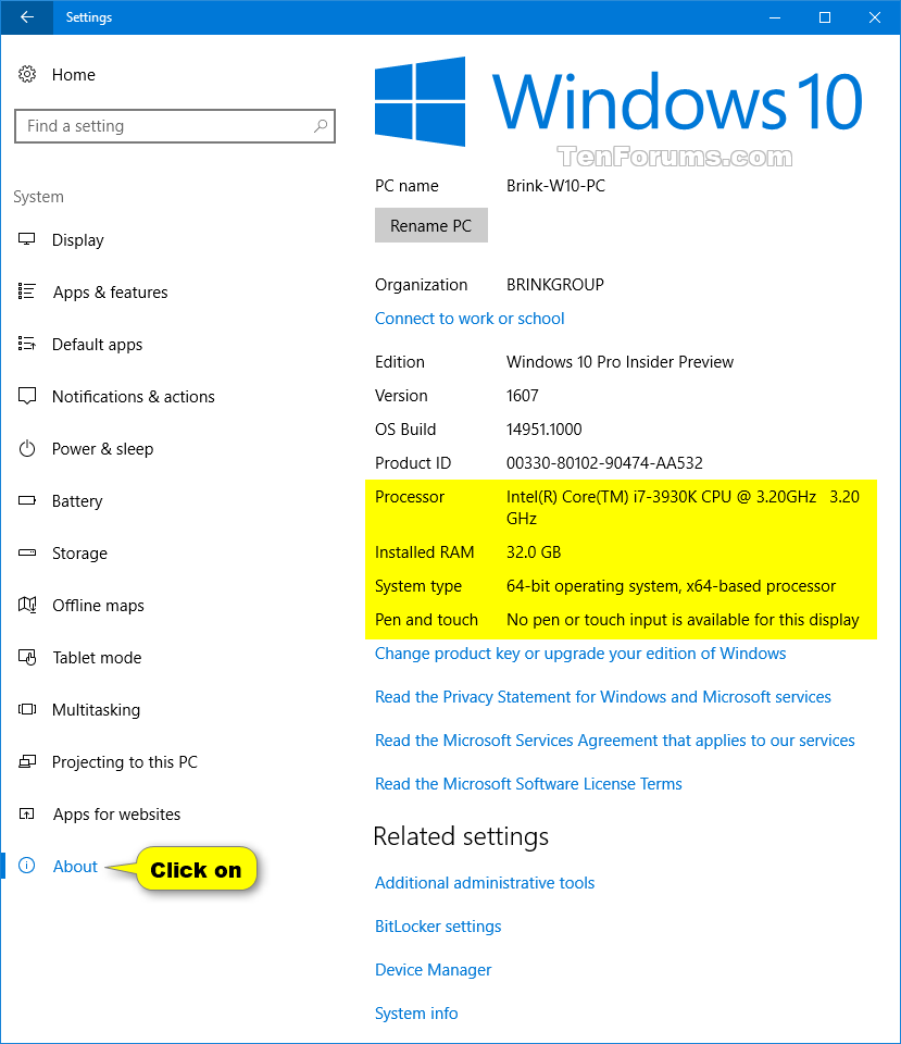 See System Information In Windows 10 Tutorials