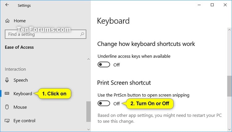 passager Barmhjertige bjærgning Turn On Use Print Screen Key to Launch Screen Snipping in Windows 10 |  Tutorials