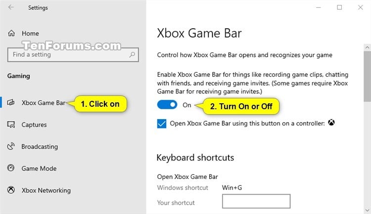 Turn On or Off Xbox Game Bar in Windows 10 | Tutorials
