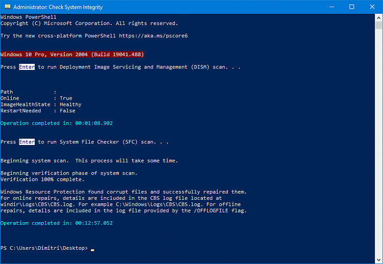 KB4571744 Cumulative Update Windows 10 v2004 build 19041.488 - Sept. 3-dism-sfc.png